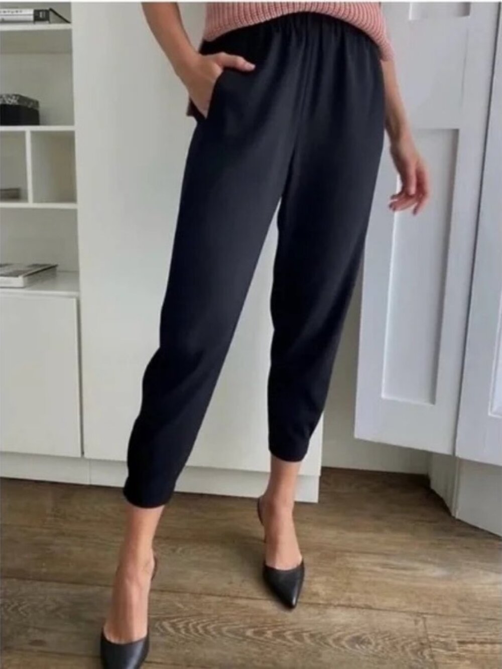 Babaton Black Dexter Wool Blend High Rise Pull On Dress Pants/Jogger Size M